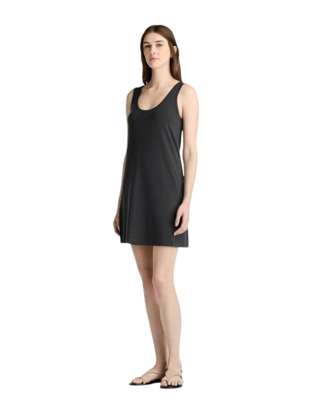 Unbound Mini Merino Tank Dress Large Charcoal 84% Merino Wool